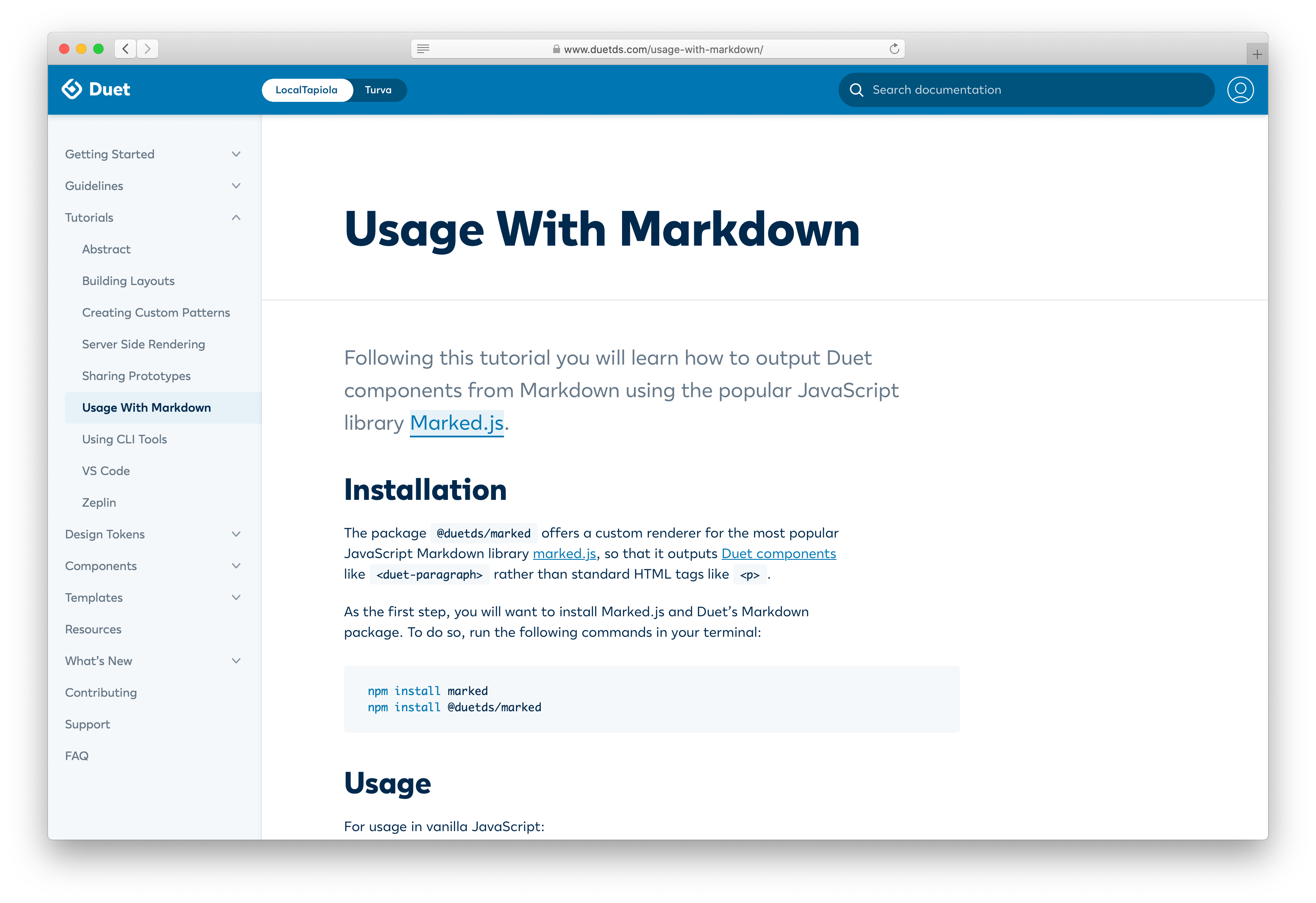 Duet Markdown renderer